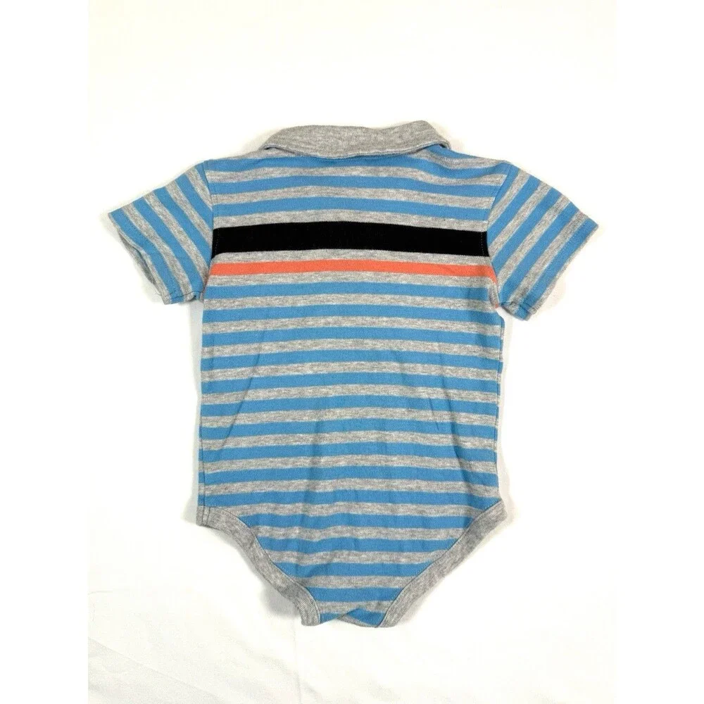 GYMBOREE Baby Boys Striped Polo Bodysuit 18-24 Months Blue‎ Gray